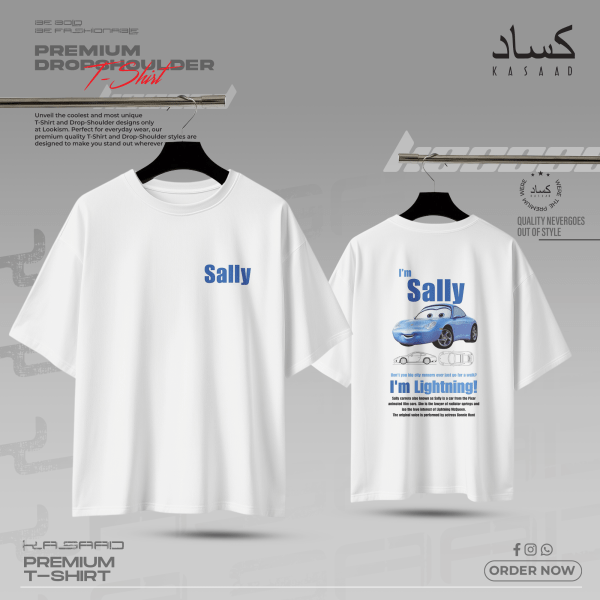 Sally Carrera "I'm Lightning!" Premium Drop Shoulder (White) Pixar Cars Inspired Streetwear