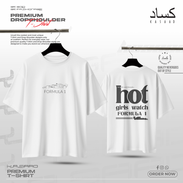 Hot Girls Watch Formula 1" Premium Drop Shoulder (White) F1 Racing Streetwear