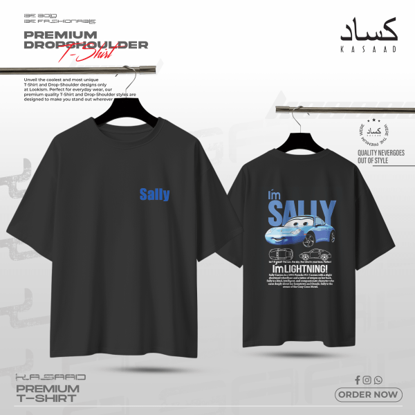 Sally Carrera "I'm Lightning!" Premium Drop Shoulder  (Black) Pixar Cars Inspired Streetwear