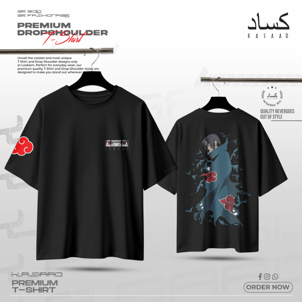 Itachi Uchiha Akatsuki Premium Drop Shoulder (Black)