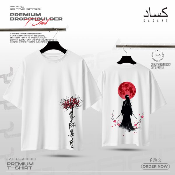 Red Moon Samurai Spider Lily | Japanese Streetwear