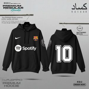FC Barcelona Style Premium Hoodie – Spotify Edition | Number 10 & Champions League Badge