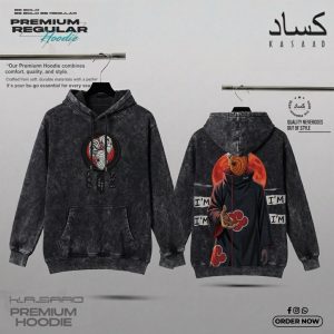 Obito Uchiha 'I'm Nobody' Akatsuki Tobi & The Red Moon Edition Premium Hoodie (Acid Wash)